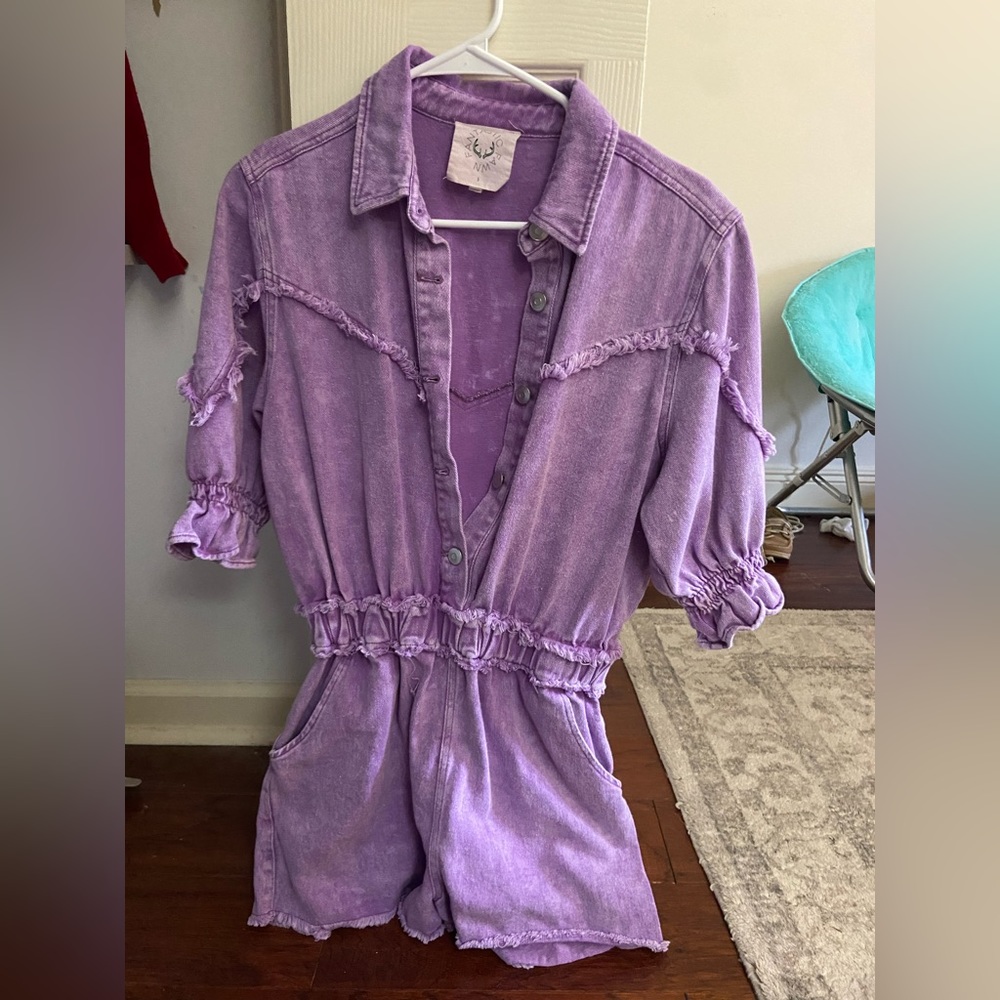 Purple jean jumpsuit